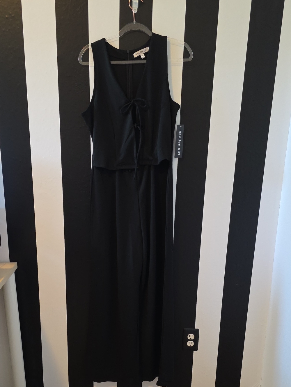 Madden Girl Black Sleeveless Tie-Front Jumpsuit